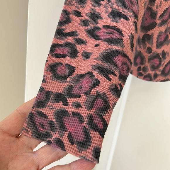 Boston Proper Leopard Print Wild Blush Open-Front Peplum Cardigan +Measurements! - Picture 4 of 14